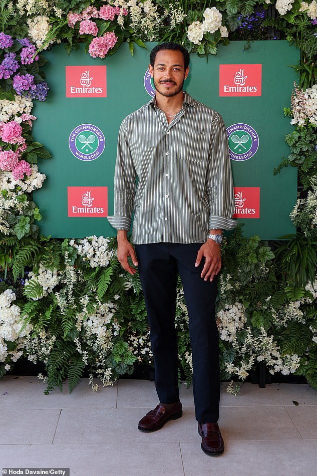 Actor Daryl McCormack looked stylish in a green and white striped shirt