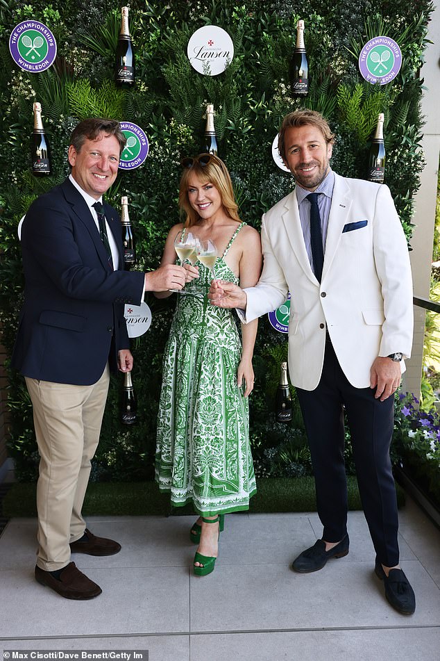 (L-R) Lanson UK Managing Director Robert Rand, Camilla Kerslake and Chris Robshaw