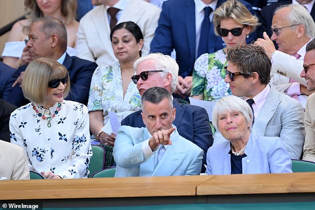 Anna was spotted chatted to James (right) and his father Hugh