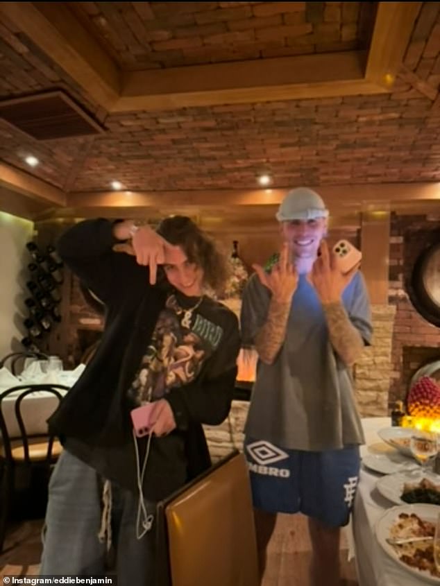 'Made a album with my bestie. My love for this being is so deep,' Eddie said as he shared several recent paparazzi photos of the pair together in a carousel of behind-the-scenes footage from the making of Swag
