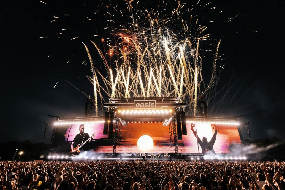 Oasis concert with fireworks.