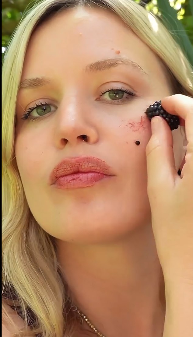 Georgia May Jagger posted an Instagram of her dabbing a blackberry on her cheeks, calling it ¿my favourite summer make-up trick¿