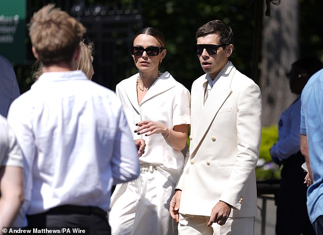 Meanwhile Keira, 40, opted for a befittingly all-white ensemble to watch the championship with her husband James Righton, looking chic in a button-up shirt and tailored trousers