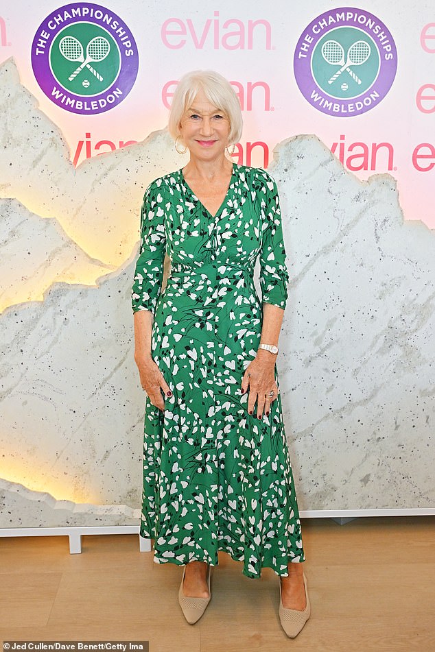 Helen looked gorgeous in an eye-catching green dress and nude heels