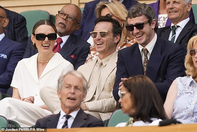 Fellow movie star Paul was also spotted breaking into chuckles, as the trio of film stars brought some levity to the Royal Box