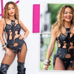 Rita Ora wows in skimpy Mad-Max style leather outfit that barely covers her boobs at NY fashion do