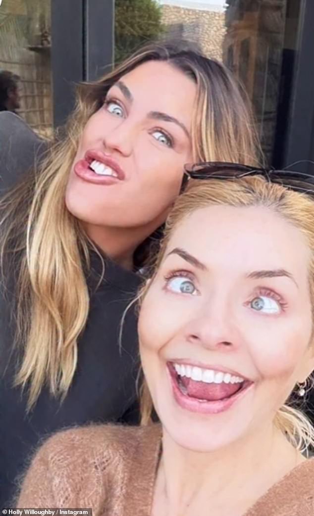Earlier this year Holly looked happier than ever while pulling a funny face with Abbey as she brought in the New Year with a selfie on Instagram in January