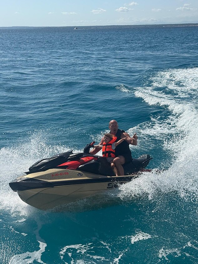 The proud dad and Hollywood actor was even snapped whisking off on a jet-ski with little Isabella