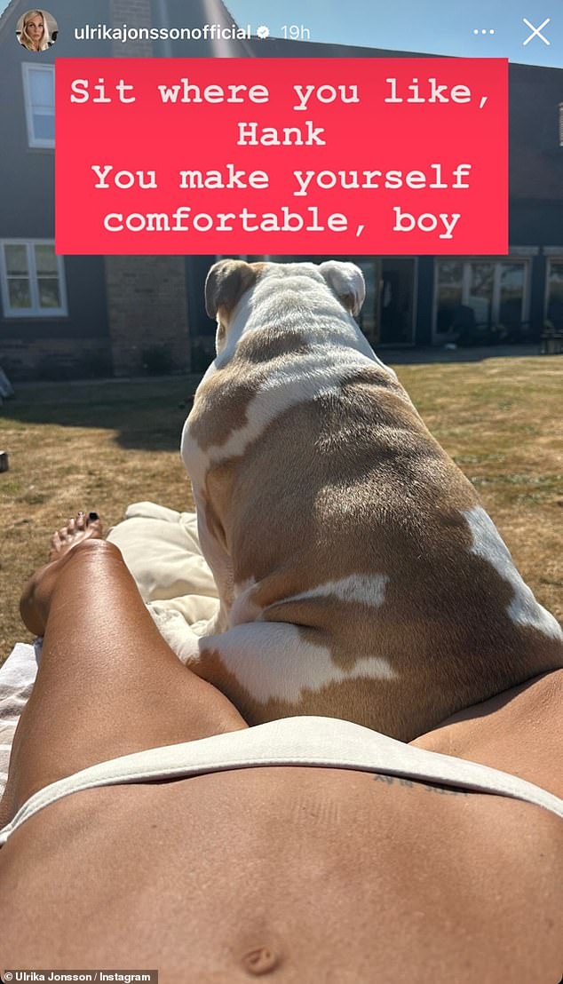 The star also posted a pic of herself relaxing with one of her beloved dogs as the joked about a lack of personal space in the sticky temperatures