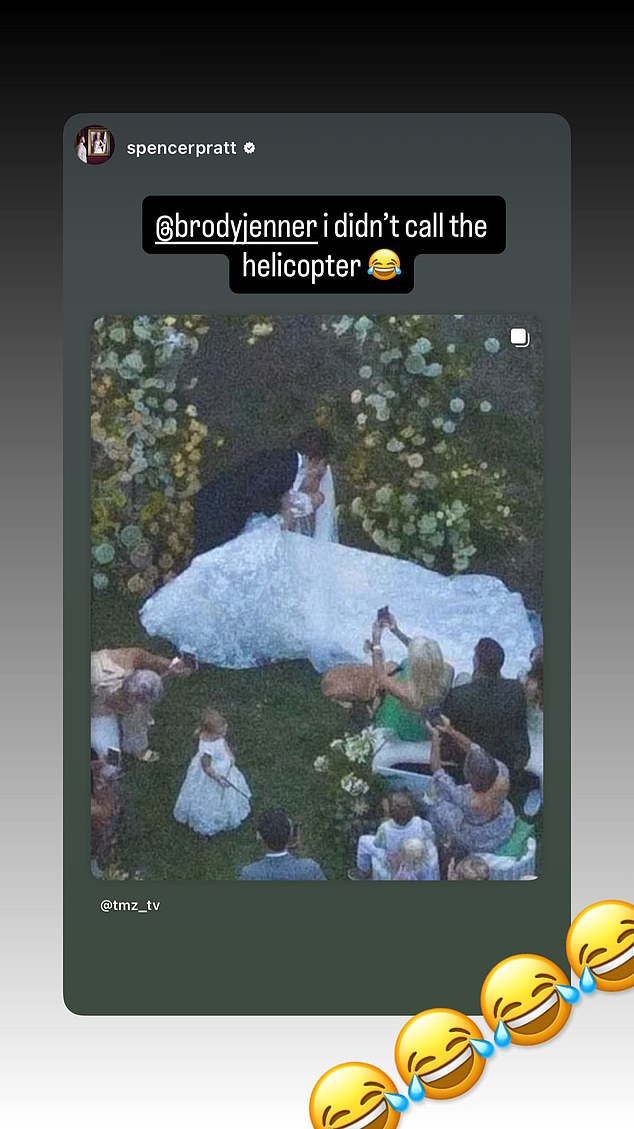 He then shared Pratt's post, adding four cry-laughing emojis of his own, on his Instagram story on Sunday