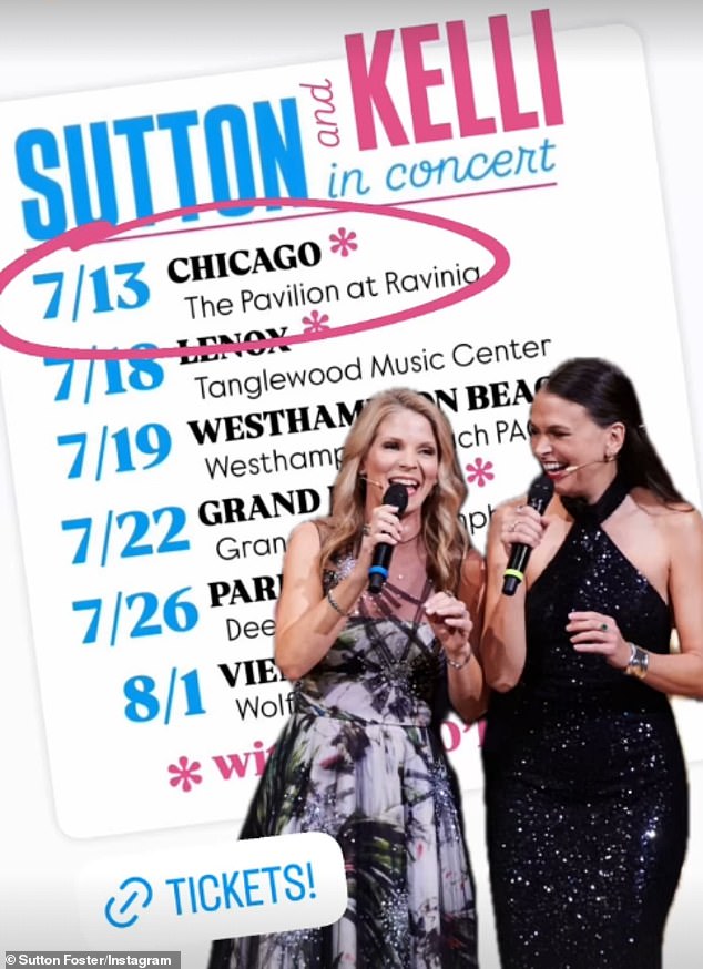 Tickets to the Younger alum's 'Sutton in Concert' tour are nearly sold out - with some performance venues already sold out, Daily Mail can reveal (pictured with singer Kelli O'Hara, who will performing with her in select cities)