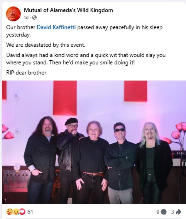 Kaff is pictured center with his band