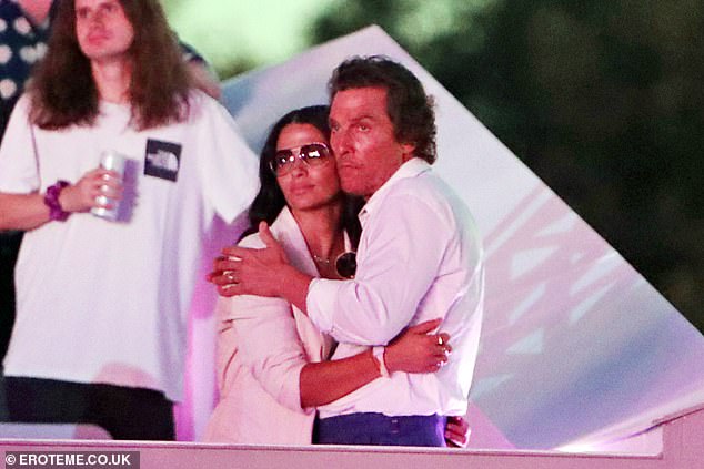 The couple put on a very loved-up display as they were spotted sharing a very tight embrace