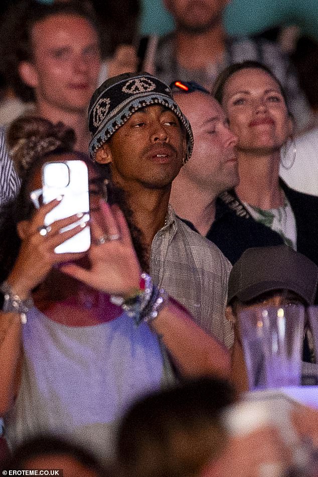 Rizzle Kicks star Jordan was later seen sporting a grey shirt and 'peace' bucket hat as he stood amongst the crowds to watch headliner Stevie