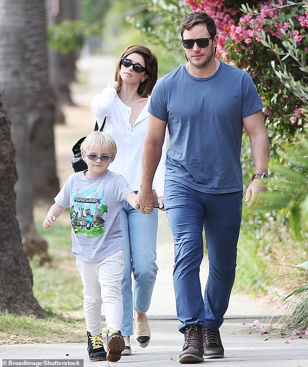 When they got engaged over half a decade ago, the 46-year-old actor was already a father to one child as he shares his son Jack, now 12, with his ex Anna Faris (not pictured); pictured September 2019 in Los Angeles