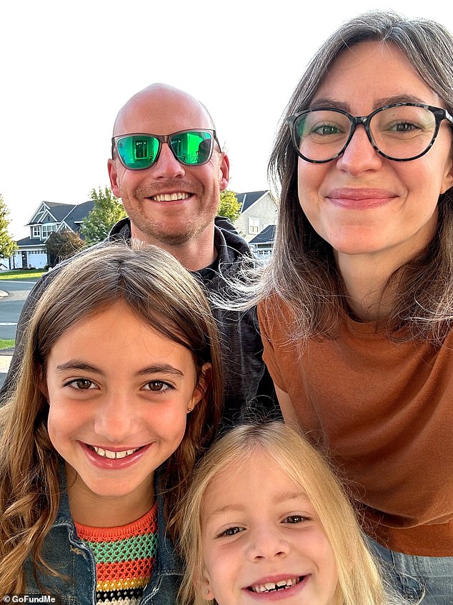 Keil leaves behind his wife Maddie (top right) and their two daughters, Ellie (bottom left), 9, and Zoey, 7 (bottom right)