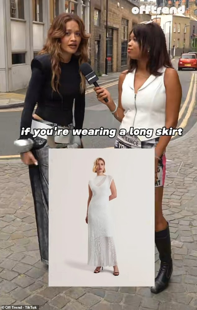 Rita began: 'I don't like seeing linings in like things. 'If you're wearing a long skirt, I don't wanna see that there's a lining halfway through your leg'