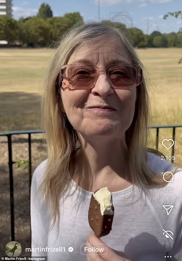 In the clip, Fiona thanked fans for their support on her new memoir, Remember When: My Life With Alzheimer's, as she enjoyed an ice cream while on a walk in London