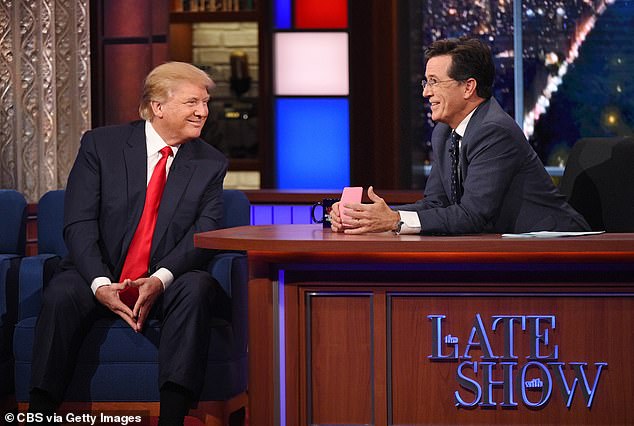 The axing of Colbert has delighted Trump, who posted about it on his TruthSocial network earlier today; seen in 2015