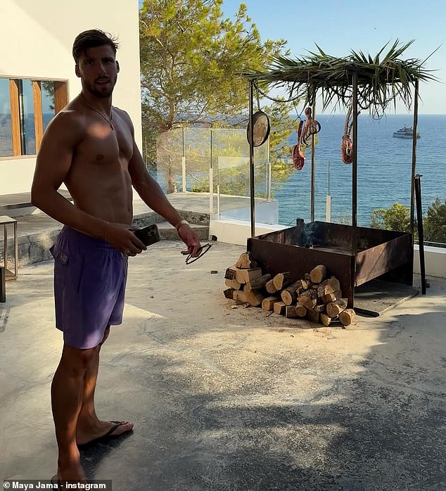 She also posted snaps of a shirtless Ruben who showcased his muscles as he lit a BBQ before later heading off to explore the island on a bike ride