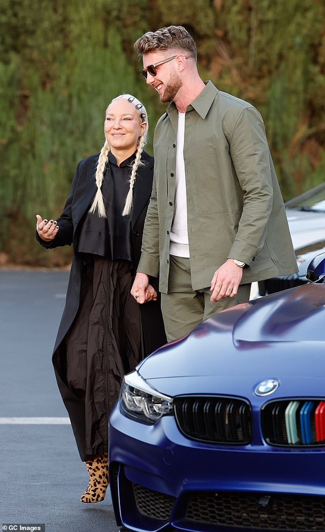 The pair looked very cosy as they walked hand-in-hand after leaving Ca Del Sole Restaurant in LA, where they enjoyed a dinner date
