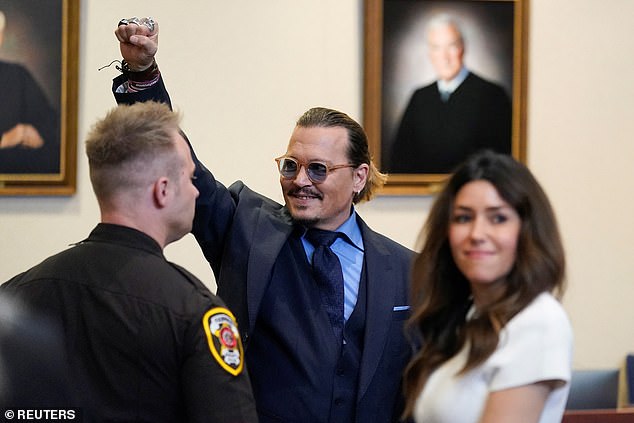 This time Johnny (pictured after closing arguments during his defamation trial against Amber in 2022) won his case. The jury found unanimously that he had proved defamation and that Amber had defamed him with 'actual malice'