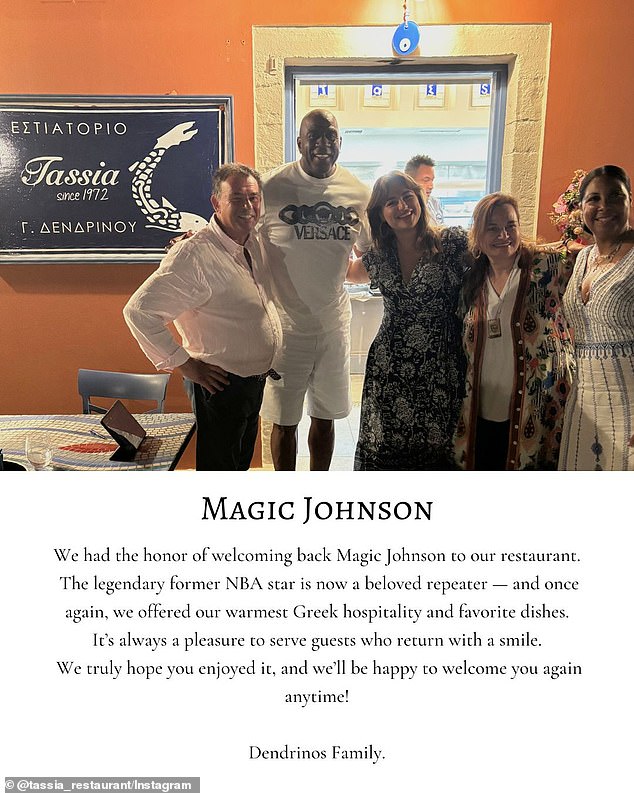 The last celebrity to grace Tassia was retired NBA star Magic Johnson on June 27, whom the owners described as a 'returning guest with legendary energy'