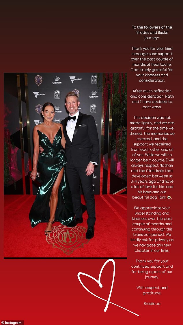 In May, the brunette revealed she'd be moving out of the Melbourne home she purchased with Nathan following their breaku