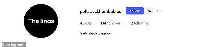 At the time of publication, the page has just 134 followers, while Nicola and Brooklyn are the only accounts it follows
