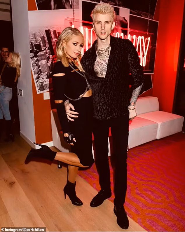 Hilton and Machine Gun Kelly seen arm in arm in February 2019 at the Tings Magazine Launch