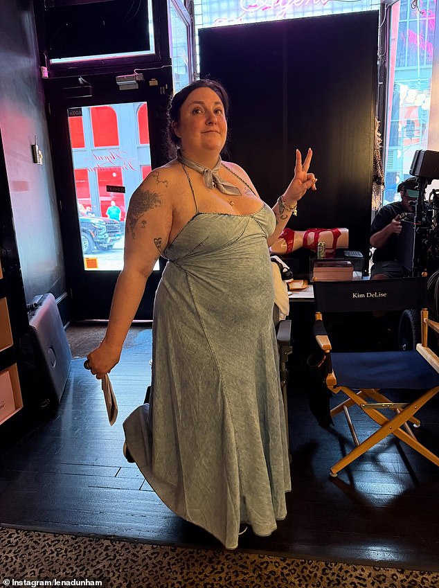 Lena - who boasts 3M Instagram followers - shared a snap of her fit on Monday captioned: 'Really enjoying dressing for set and beyond this summer'