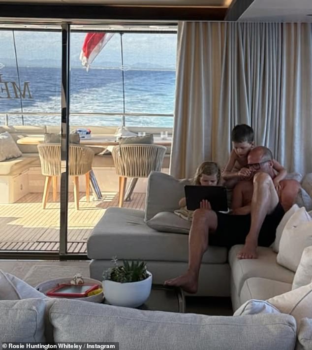 The model, 38, took to Instagram on Friday to give a rare insight into her family life with her fiancé Jason Statham and their kids - son Jack, eight, and daughter Isabella, three