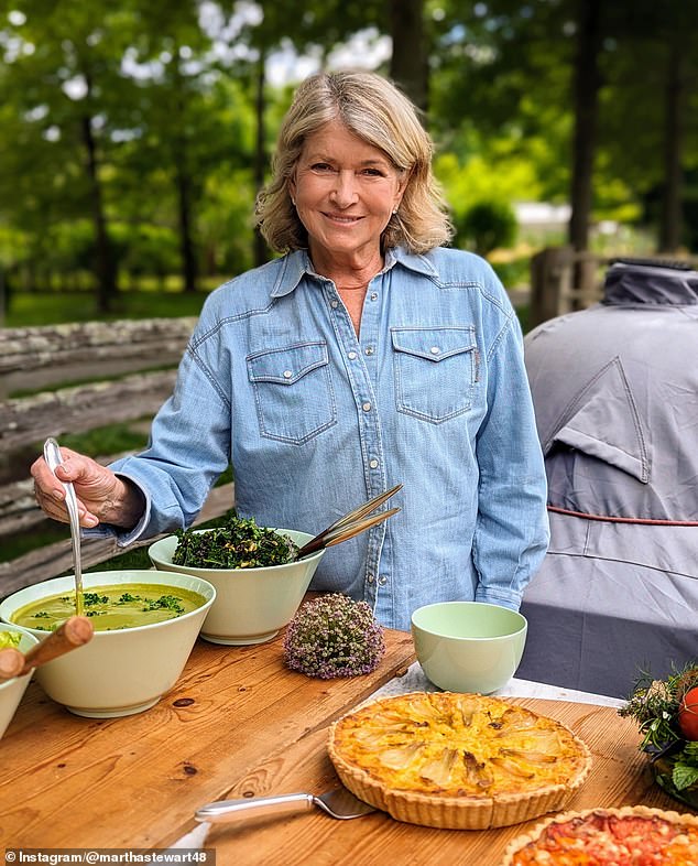It appears that the clip, shared to News on Tuesday, is actually part of an ad campaign. Pictured: Stewart, who rose to fame in the 1980s behind a series of cookbooks