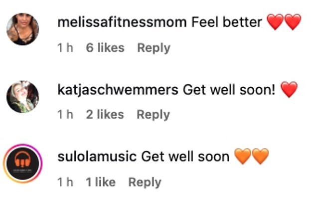 Racing to the comments fans were quick to send the singer their best wishes and hopes for a speedy recovery, including former Voice co-stars Anne-Marie and Olly Murs