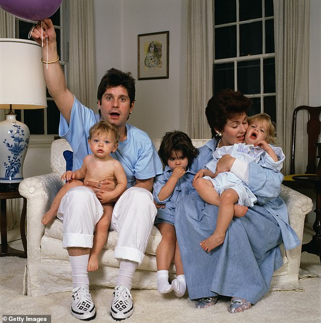 Osbourne and Sharon and their children Aimee, Kelly and Jack, are pictured at their US home in 1987. He and Sharon married in 1982