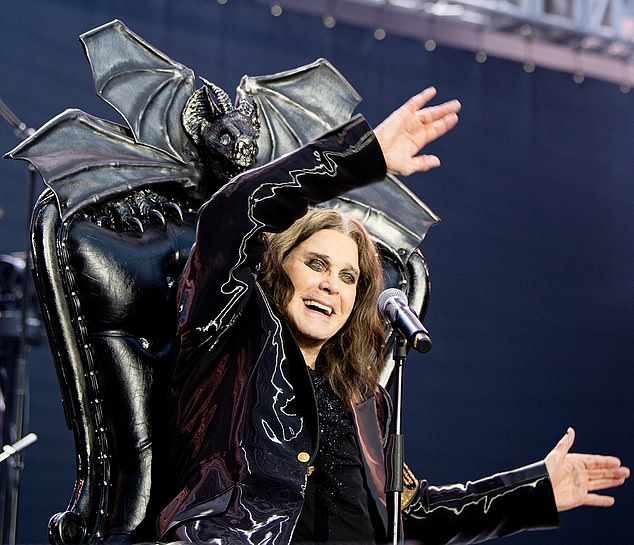The Black Sabbath icon, 76, died 'surrounded by love' on Tuesday, a statement from his family said - less than three weeks after he had performed from a throne on stage at Villa Park in Birmingham - pictured