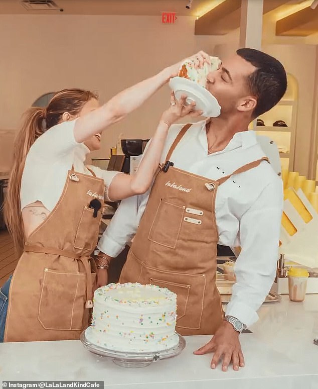Francois works at the Calabasas, California restaurant La La Land Kind Cafe and the cake was made for her 56th birthday which falls on Thursday