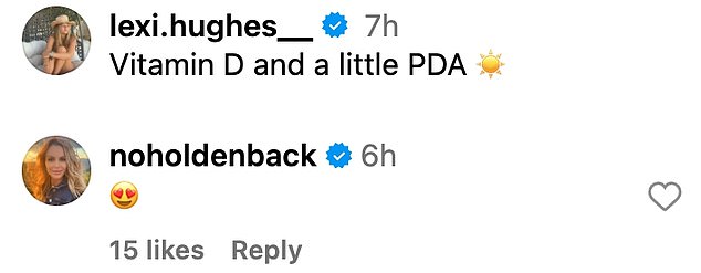After her playful joke, the mother-of-two later expressed her love for the pair as she commented a heart emoji on Lexi's post