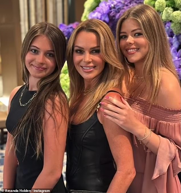 It comes after Amanda revealed her youngest daughter Hollie, 13, (L) has landed her first runway show, walking in London Fashion Week later this year; pictured with Lexi (R)