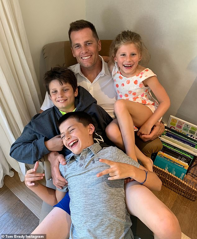 She and her ex Tom Brady also shared 15-year-old son Benjamin (bottom) and 12-year-old daughter Vivian (R). She was also the stepmom to his 17-year-old son Jack (L), whom she shares with his former partner Bridget Moynahan