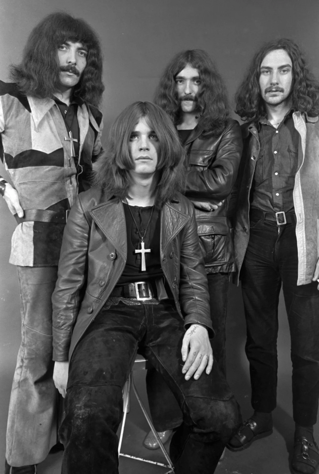 Black and white photo of Black Sabbath.