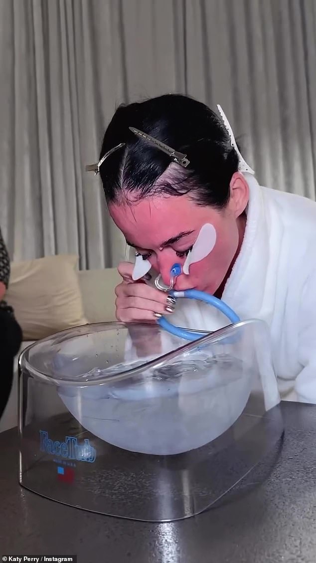 The singer, 40, shared a quirky video to Instagram showing herself plunging her face into ice cold water as part of her pre-show routine