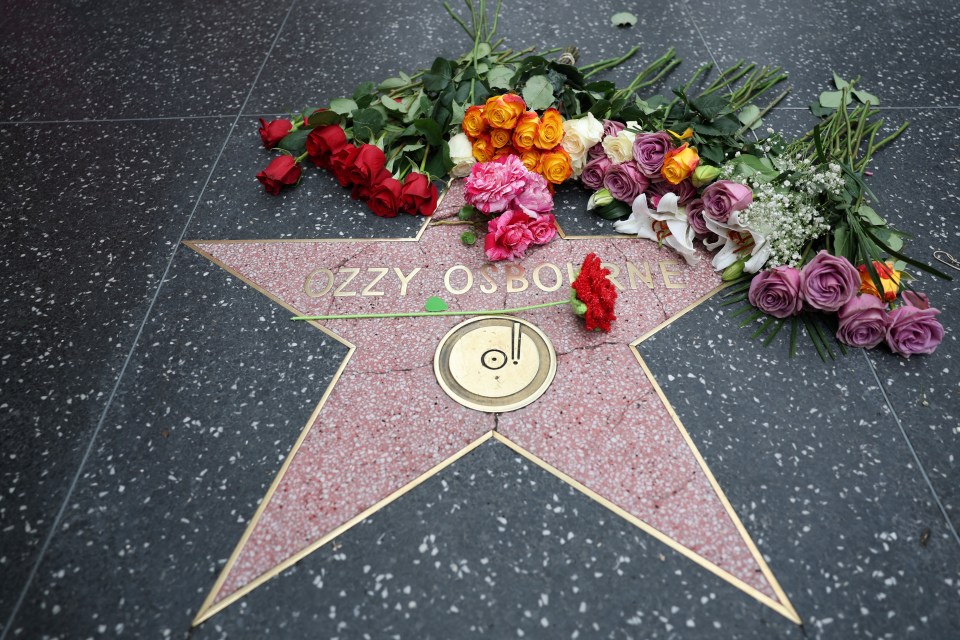 Flowers at Ozzy Osbourne's Hollywood Walk of Fame star.