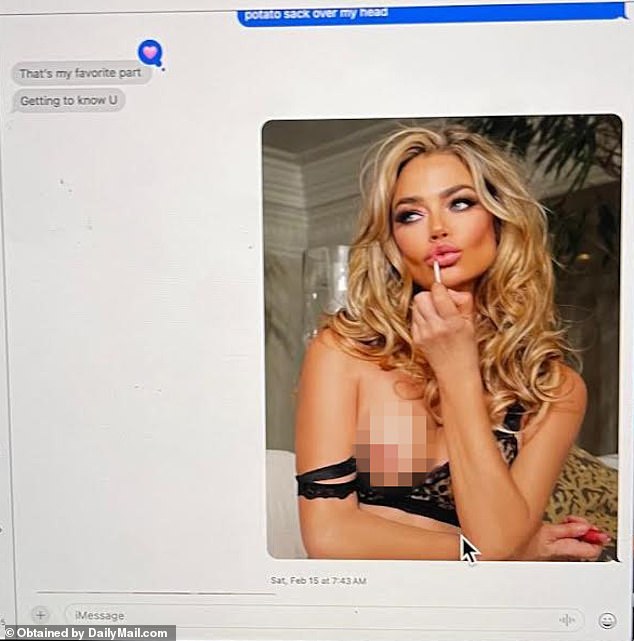 The alleged text exchange between Richards and her alleged lover include X-rated photos of the actress herself ¿ including a racy snap where she is seen exposing one breast