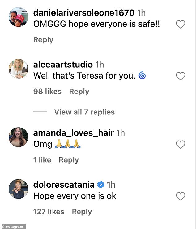 One snarky follower quipped about Melissa's sister-in-law Teresa Giudice, 'Well that's Teresa for you'