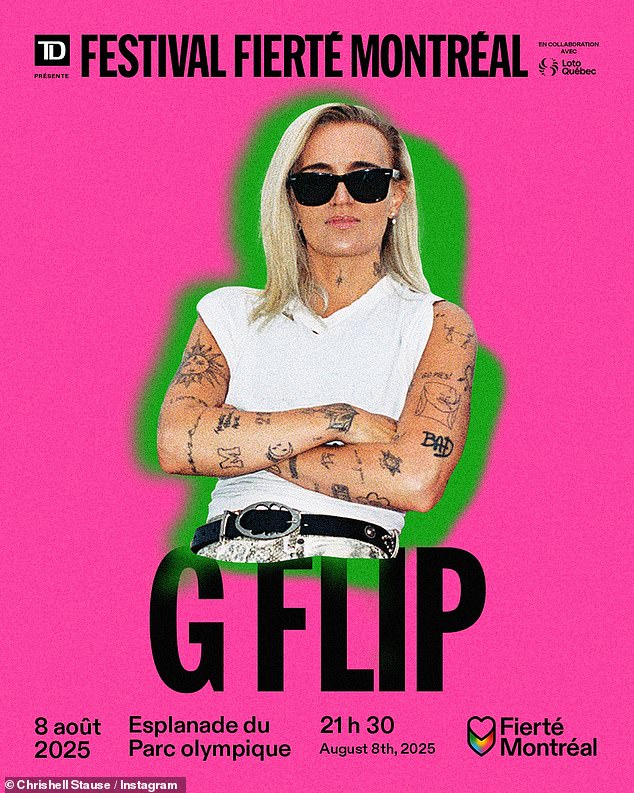G Flip is next scheduled to perform at Montréal Pride on August 8 at 5pm, which will be held on the TD Canada stage in Quebec's Olympic Park Esplanade