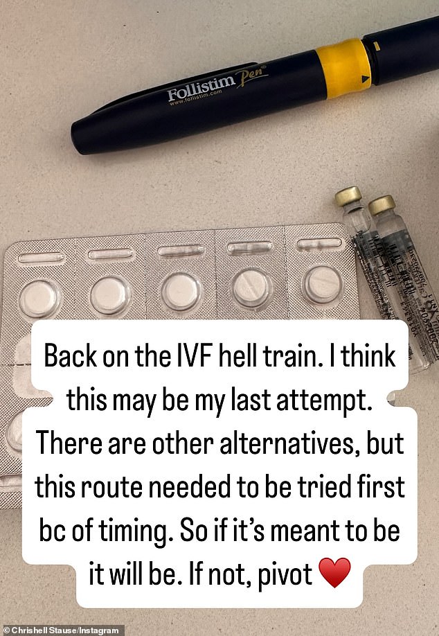 On June 19, Stause revealed she was 'back on the IVF hell train' and warned it might be her 'last attempt' before they explore 'other alternatives' for children