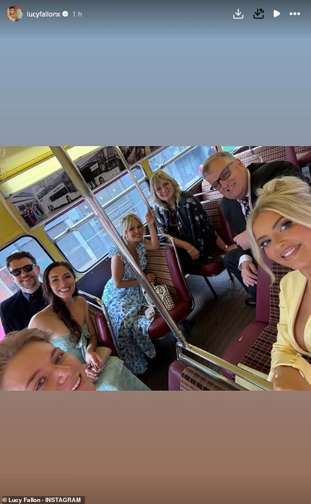 A group of Coronation Street actors were seen sitting on the top of the vintage bus as they made their way to the evening party