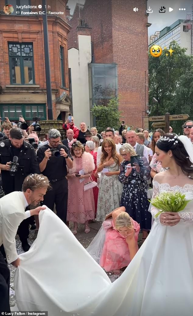 Meanwhile Lucy Fallon posted an adorable clip of the sweet gesture Jack did for his new wife after their ceremony