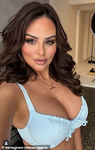 Rhian revealed she feels 'sexier than ever' after losing 4lbs following her breast reduction surgery in a fresh update to fans on Saturday (pictured post reduction on Saturday)
